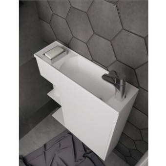 Тумба 1MARKA Stretto 60П (ширина 21см,умывальник белый глянец)