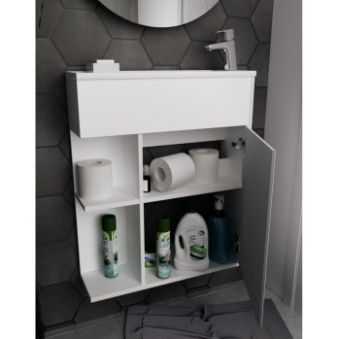 Тумба 1MARKA Stretto 60П (ширина 21см,умывальник белый глянец)