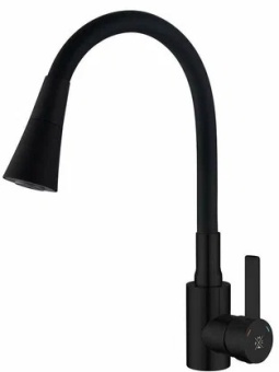 Смеситель для кухни РМС SUS 123 TBL-016F Черный/нерж гибкий гусак 