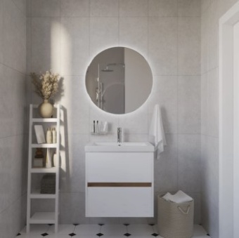 Тумба 1MARKA Veil 50П (подвесная,белая аляска/дуб вотан, умывальник сomo 50)