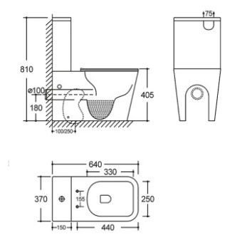 Унитаз-компакт AZARIO Etereo (безободковый,смыв "cкрытое торнадо",с быстросъемным сиденьем) AZ-8203